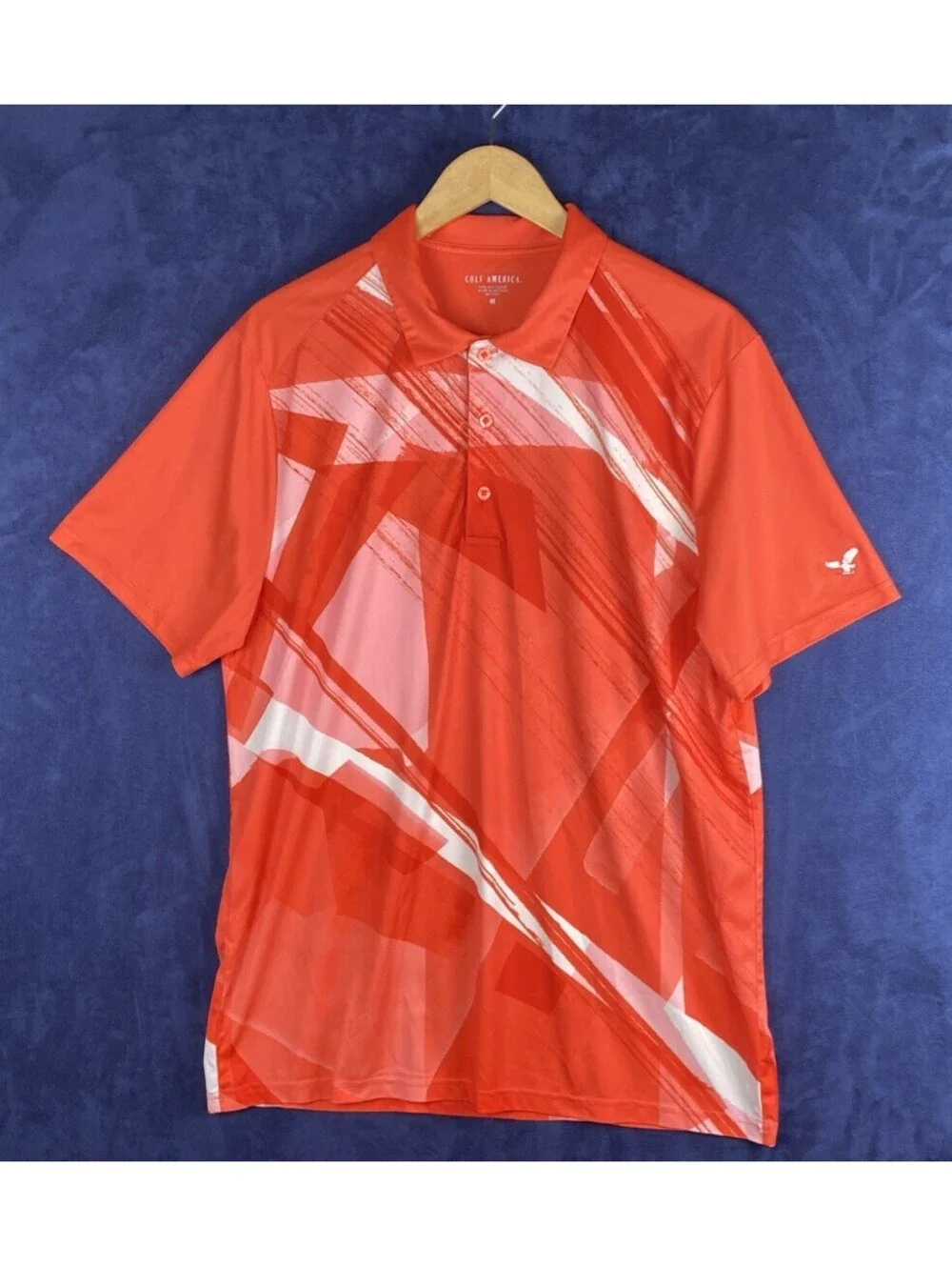 Golf America Men’s Polo Shirt Sz .M  Bright Orange Abstract Short Sleeve